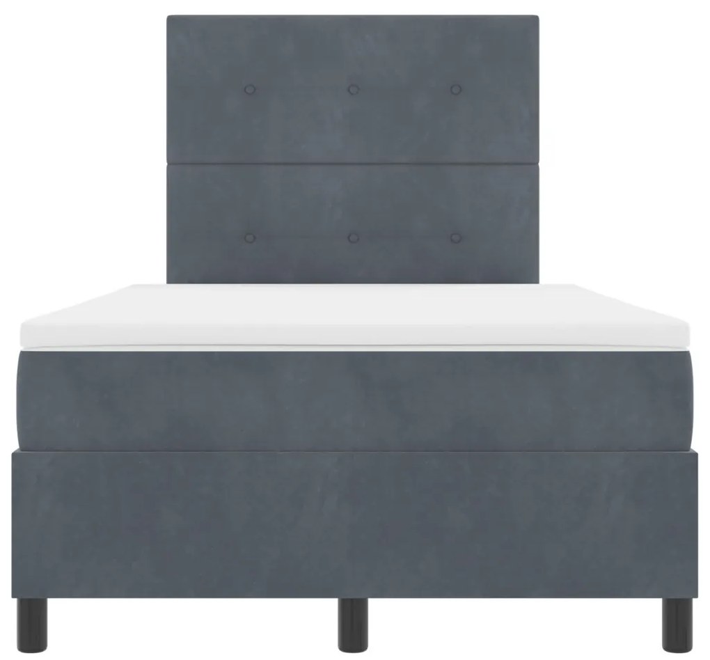 vidaXL Box Spring Ágy Matrac Sötétszürke 120x200 cm Bársony