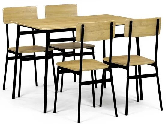 Jídelní set s 4 židlemi, 110x70x76cm, mdf, divoký dub, AUT-O2155 OAK