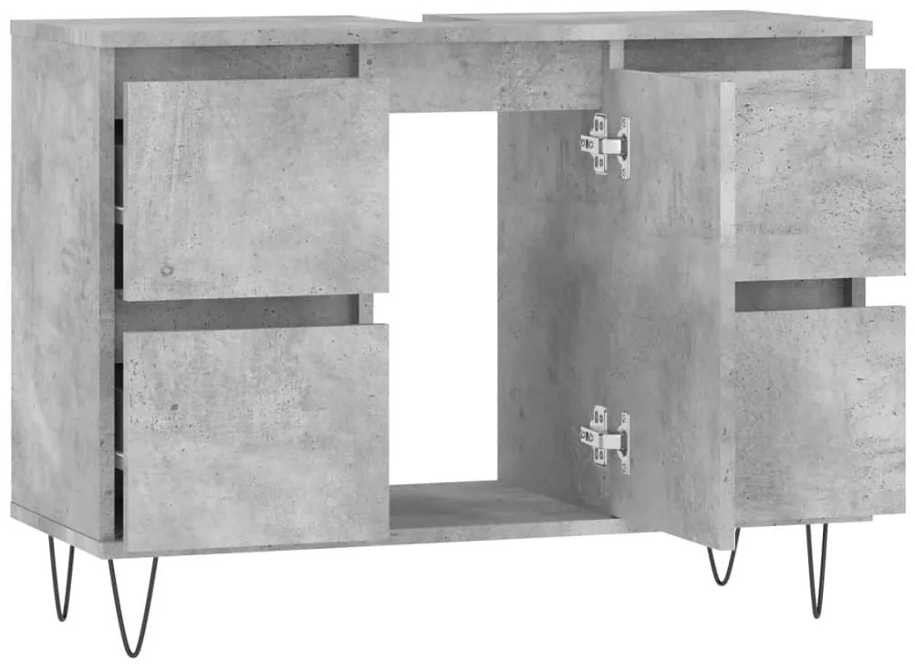 Betonszürke szerelt fa fürdőszobaszekrény 80 x 33 x 60 cm