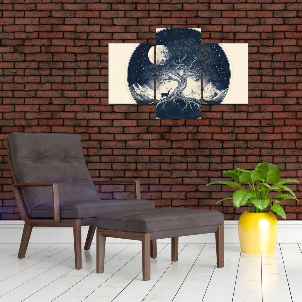 Kép – Mágikus fa szarvassal I. (90x60 cm)