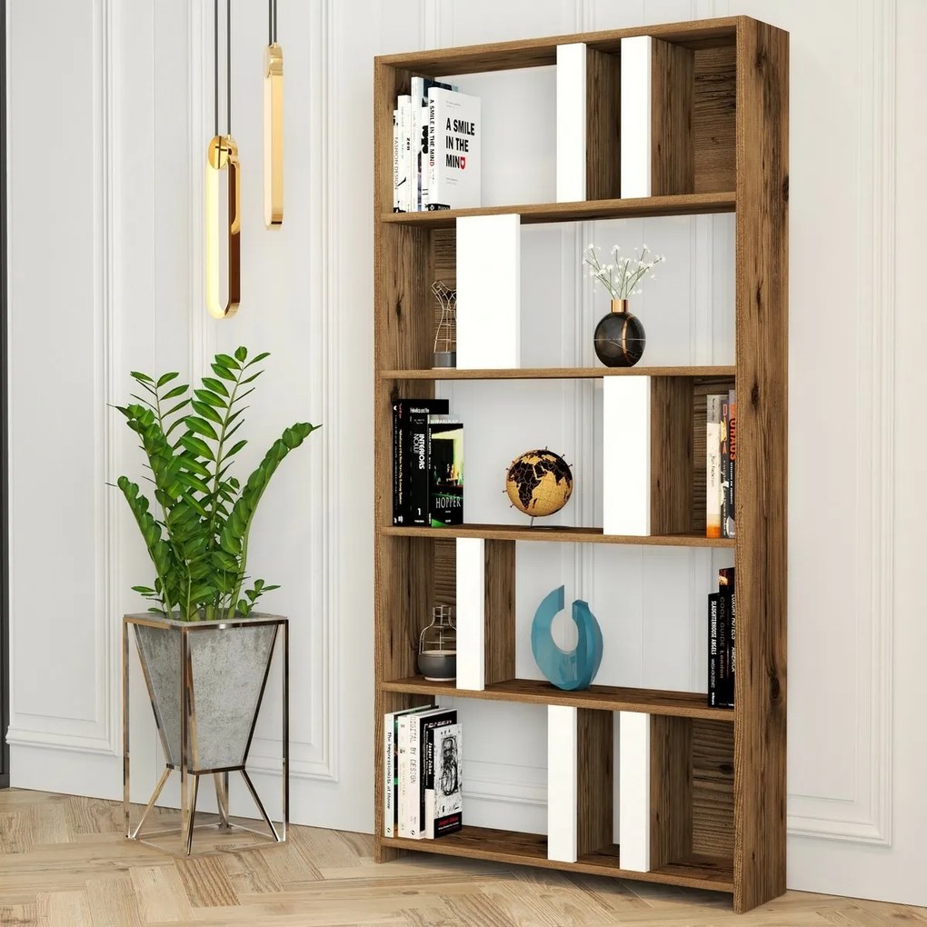 Lima White and Walnut könyvespolc