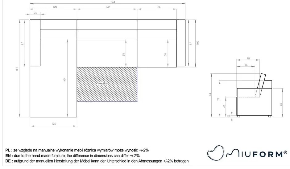 Krémszínű kinyitható tárolóhelyes moduláris sarokkanapé (bal oldali) Lulu – Miuform