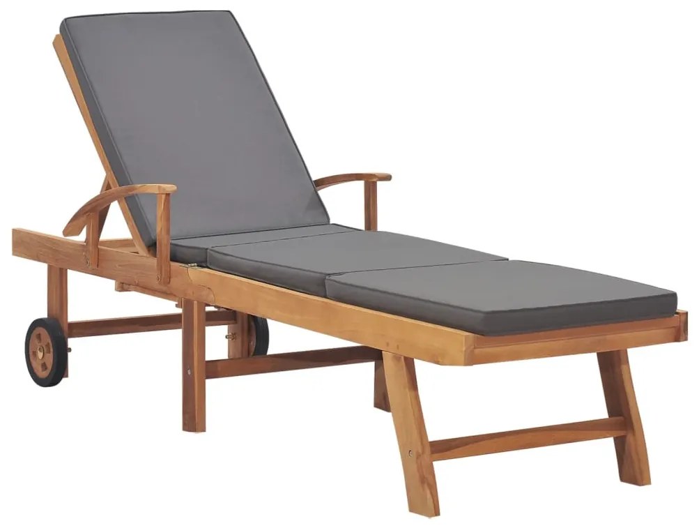 Tömör tíkfa napozóágy sötétszürke párnával