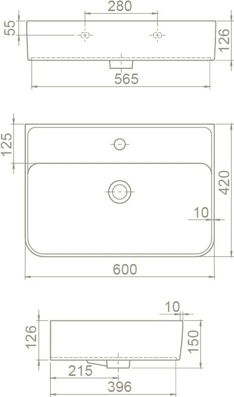 CeraStyle HERA - PULTRA ültethető - Top Counter - porcelán mosdó - MATT BÉZS - 60 x 42 cm