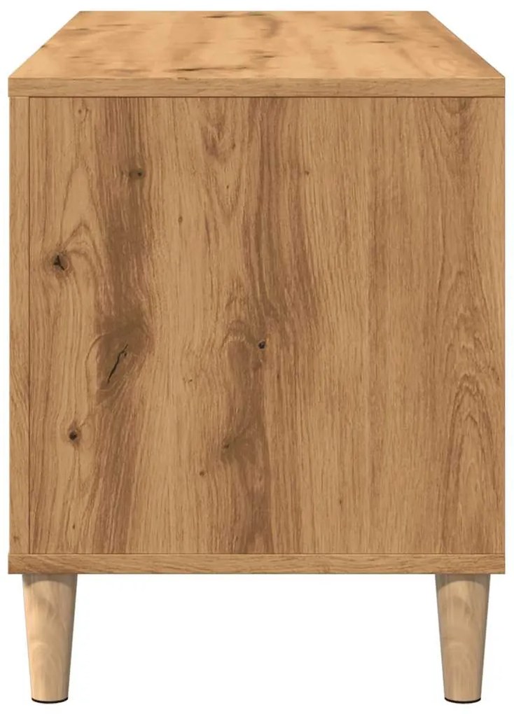 kézműves tölgy színű szerelt fa hanglemezszekrény 100x38x48 cm