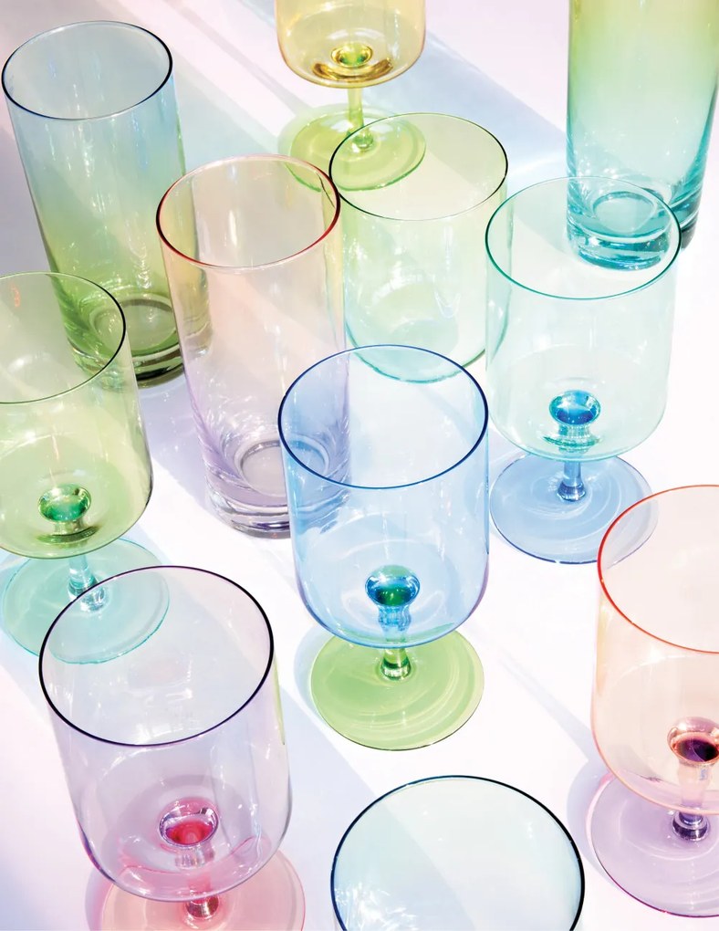 Cocktail üvegpohárszett 2 db-os, színes, 270ml, dobozban,lila-piros, Rainbow