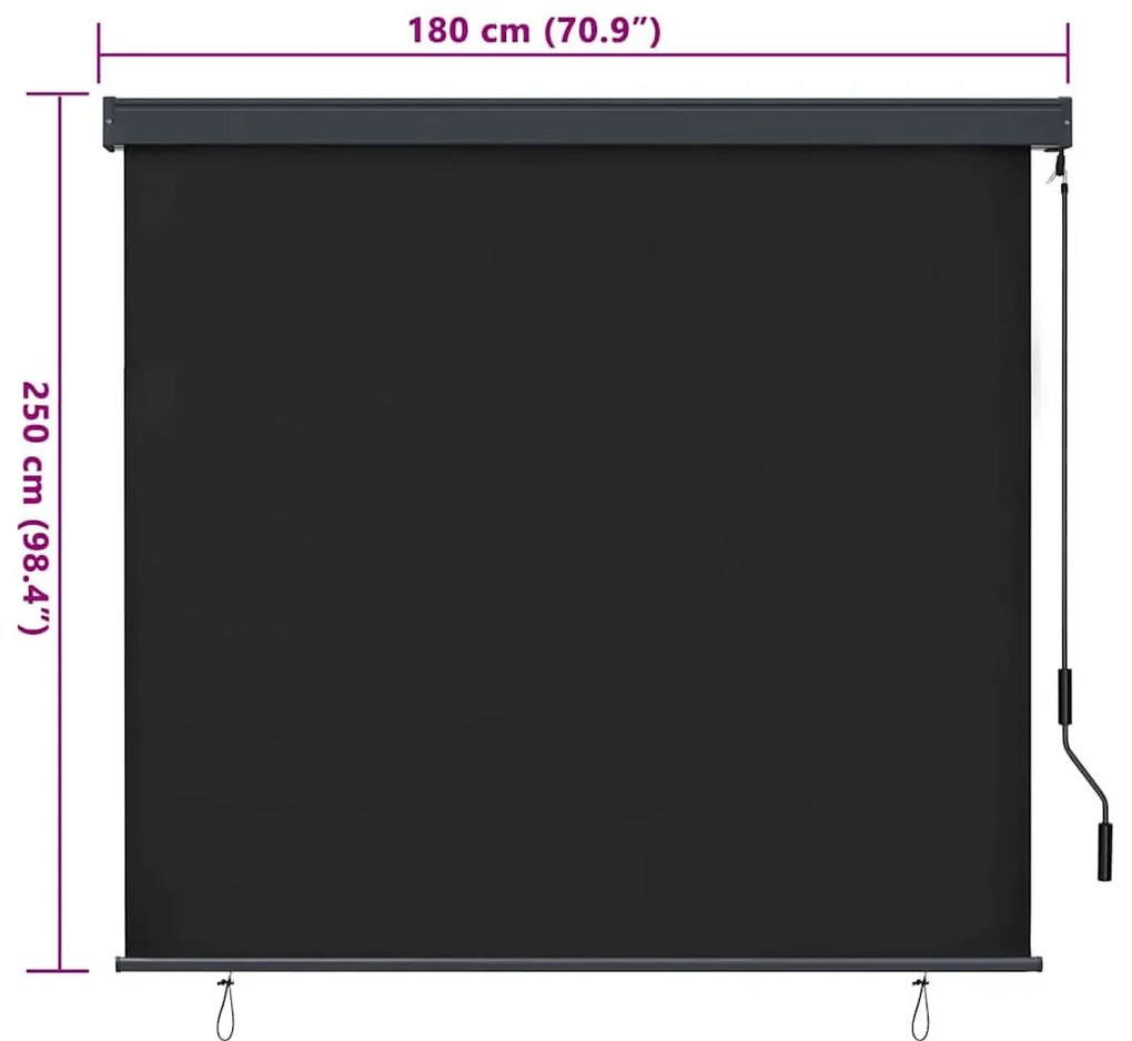 Kültéri Rolós Árnyék Csíkos Antracit 180 x 250 cm szövet