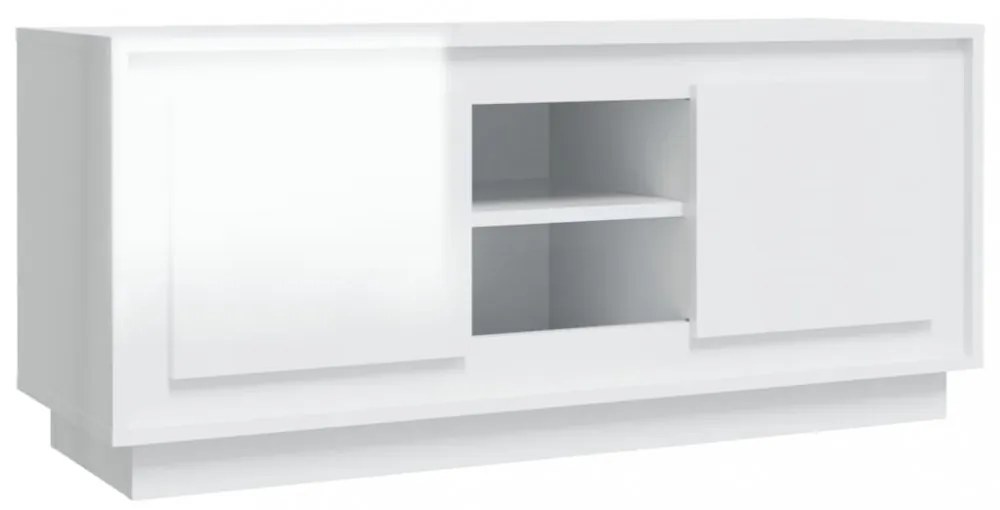 fehér magasfényű szerelt fa TV-szekrény 102x35x45 cm