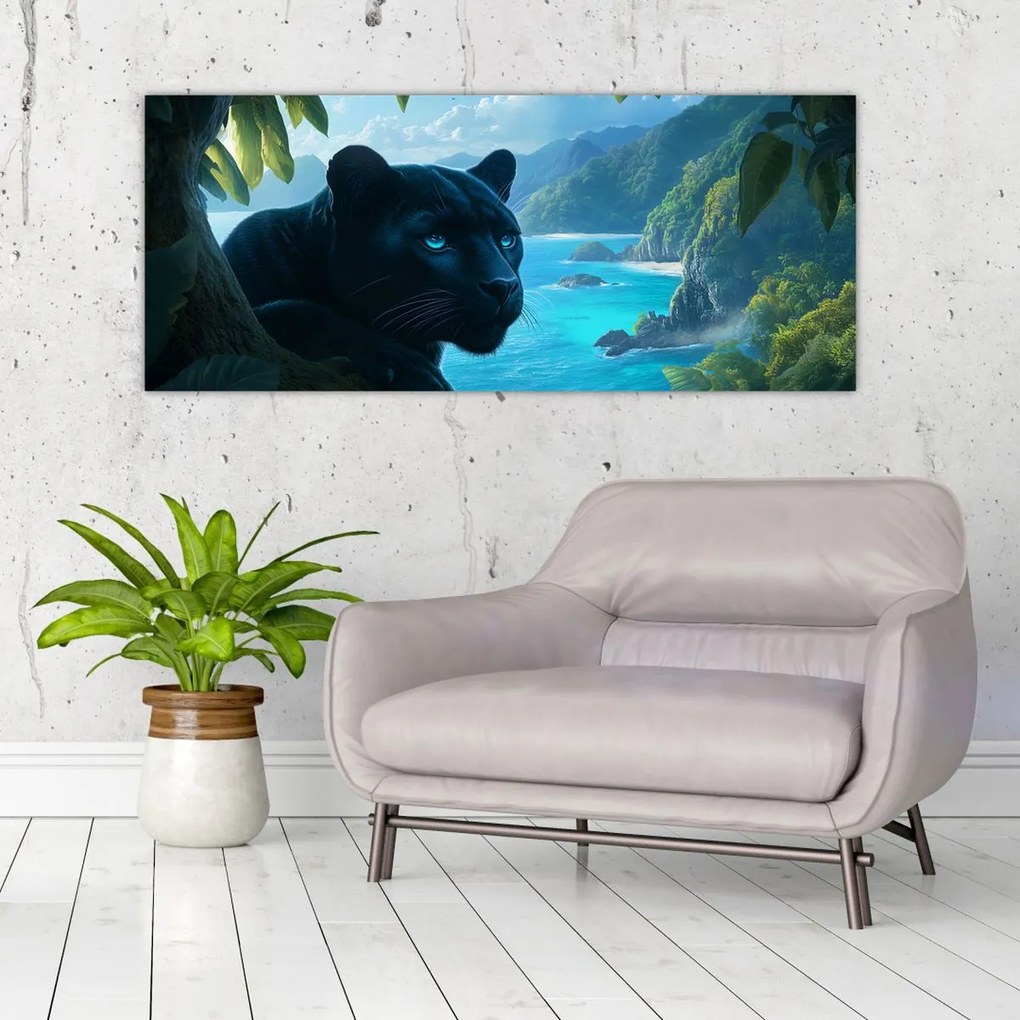 Kép - Fekete párduc a dzsungelben (120x50 cm)