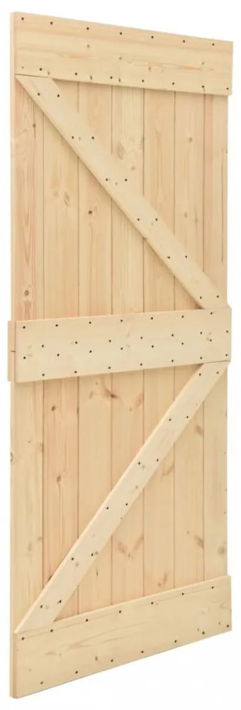 tömör fenyőfa tolóajtó fémszerelék szettel 100 x 210 cm