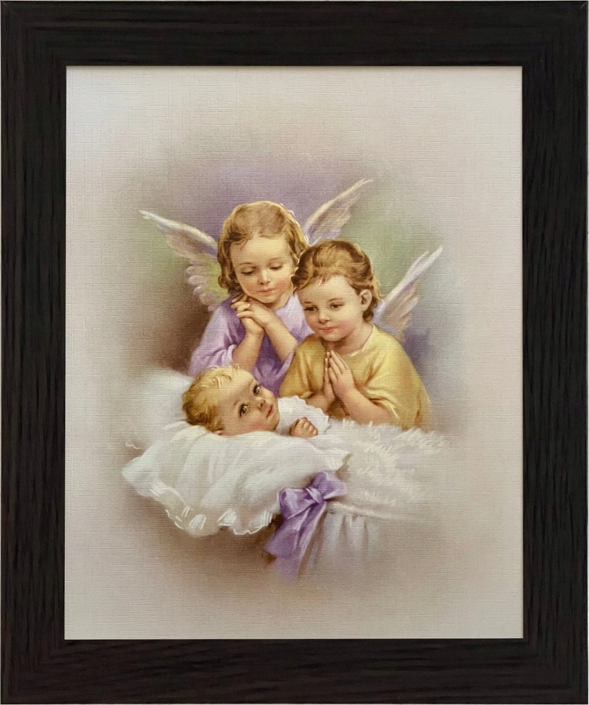 Vászonkép 30x25 Őrangyal Angyal Keret Wenge Keresztelő