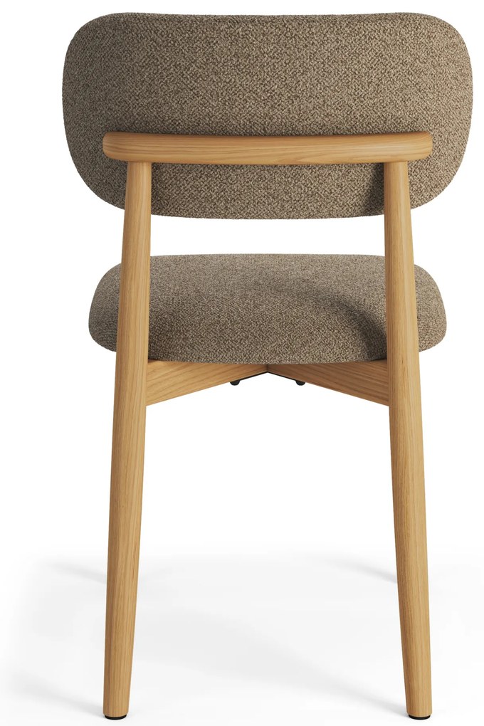 MAZZONI EXPORT ALMO Barna Taupe (Monza 40 szövet)/lakkozott tölgyfa váz - RETRO BOUCLÉ FA SZÉK NAPPALIBA ÉTKEZŐBE KONYHÁBA