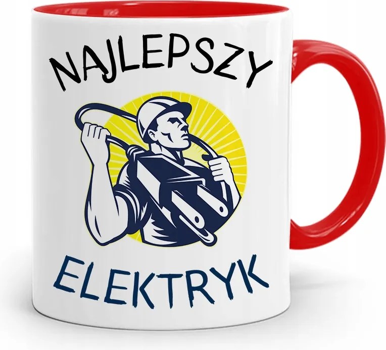 Piros Bögre Villanyszerelőnek A Legjobb Villanyszerelő fényképes nyomtatással
