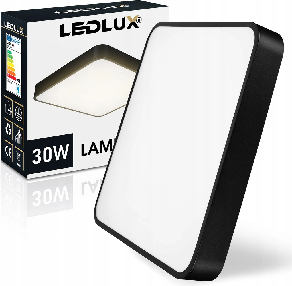Mennyezeti Led lámpa Plafon Led panel 30W semleges négyzet fekete Modern