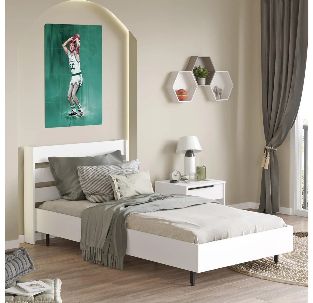 Egyszemélyes ágy 100 cm Nimelo 6 (fehér) (ágyráccsal). 1094843