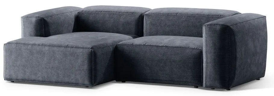 Szürkéskék kordbársony sarokkanapé (bal oldali-heverő résszel) Bergano – Cosmopolitan Design