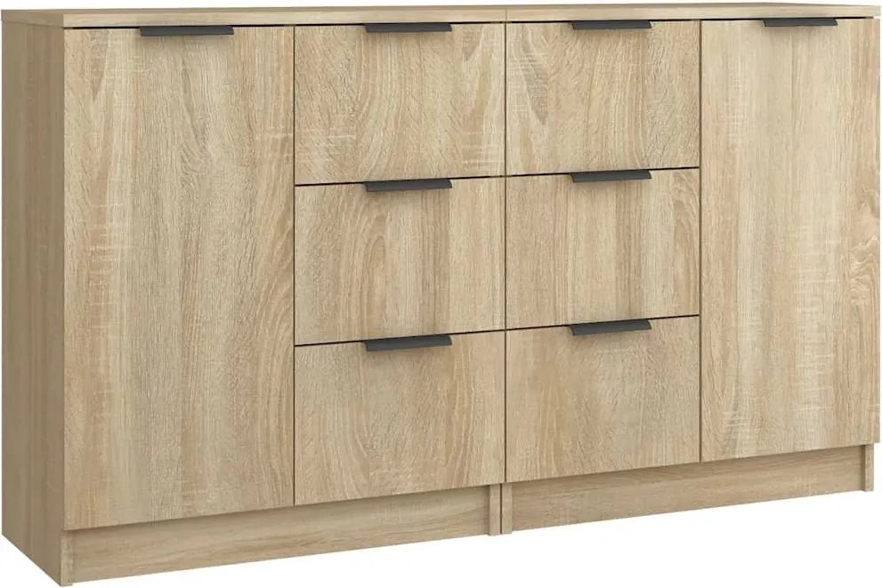 vidaXL 2 db sonoma tölgy színű szerelt fa tálalóasztal 60 x 30 x 70 cm