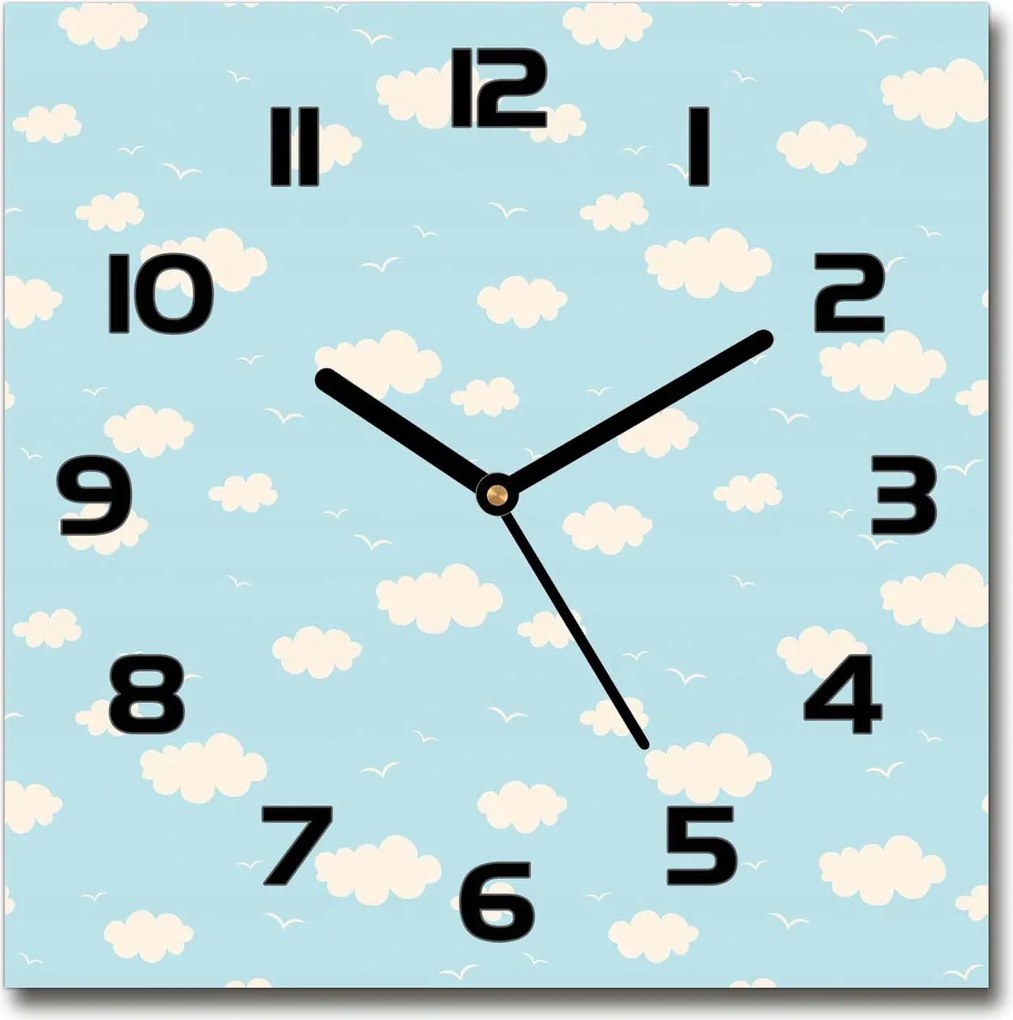 Üveg falióra szögletes Felhők 30x30 cm