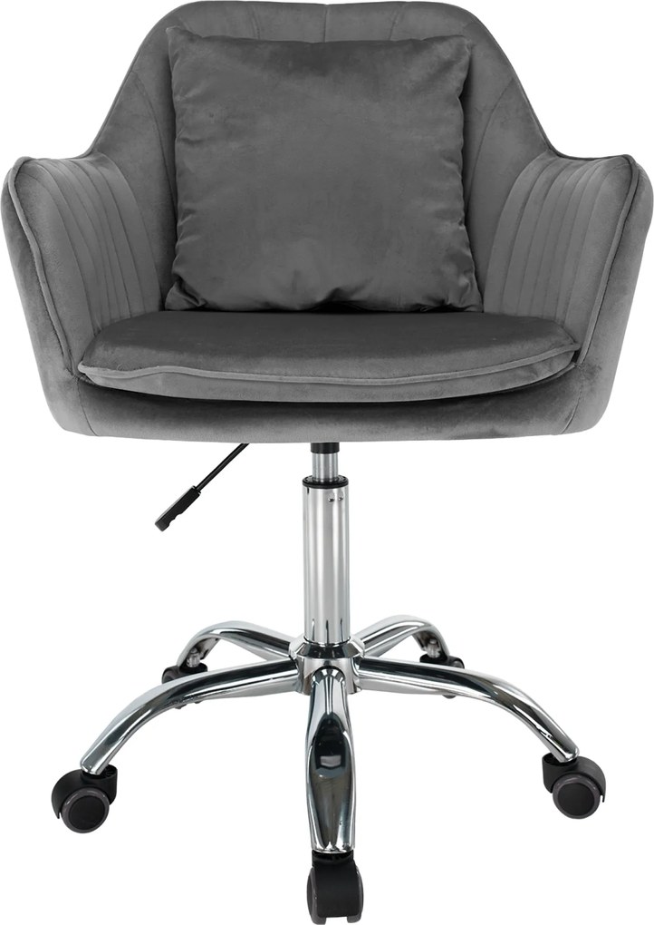 Irodai fotel, szürke Velvet anyag/króm, KLIAN