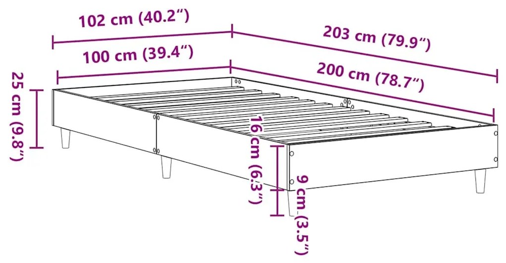 fehér szerelt fa ágykeret matrac nélkül 100 x 200 cm