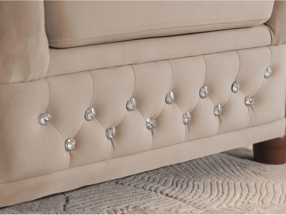 Bézs bársony kinyitható sarokkanapé (bal oldali-L alakú) York Blik – Ropez