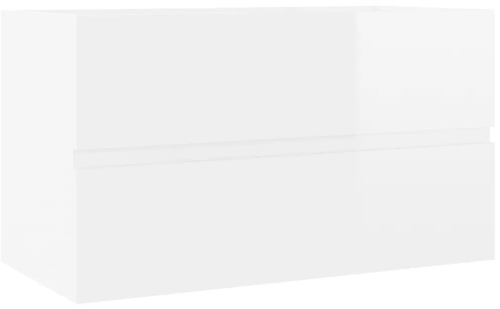 Magasfényű fehér szerelt fa mosdószekrény 80 x 38,5 x 45 cm