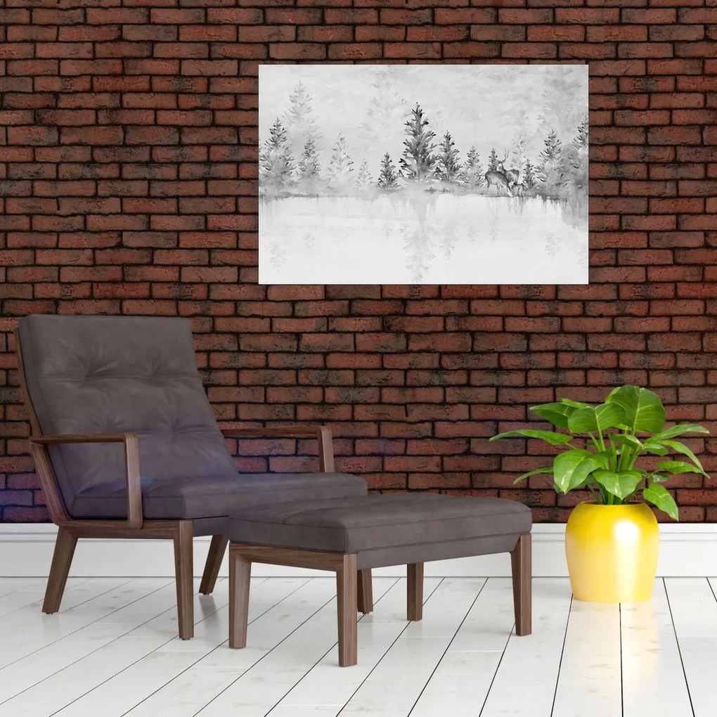 Kép - Szarvas a tónál (90x60 cm)