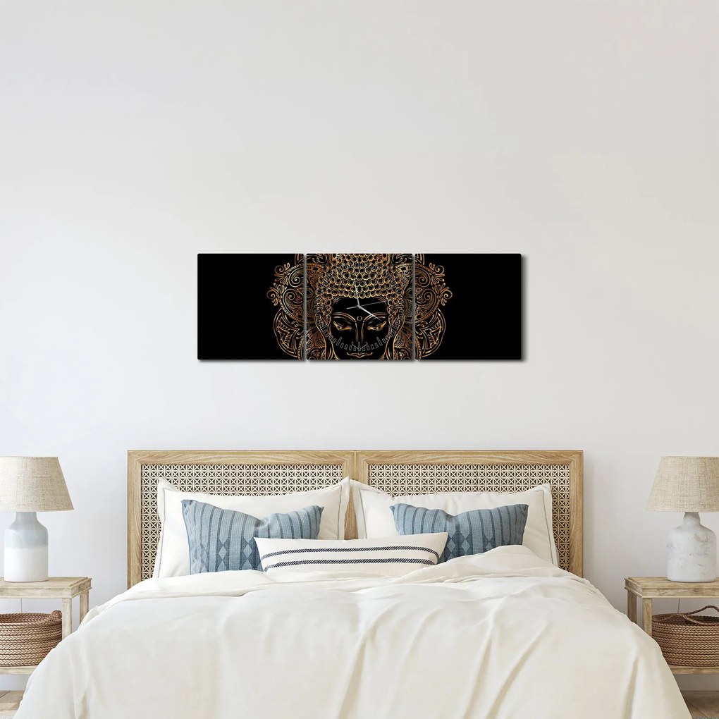 Arany Buddha képe (órával) (90x30 cm)