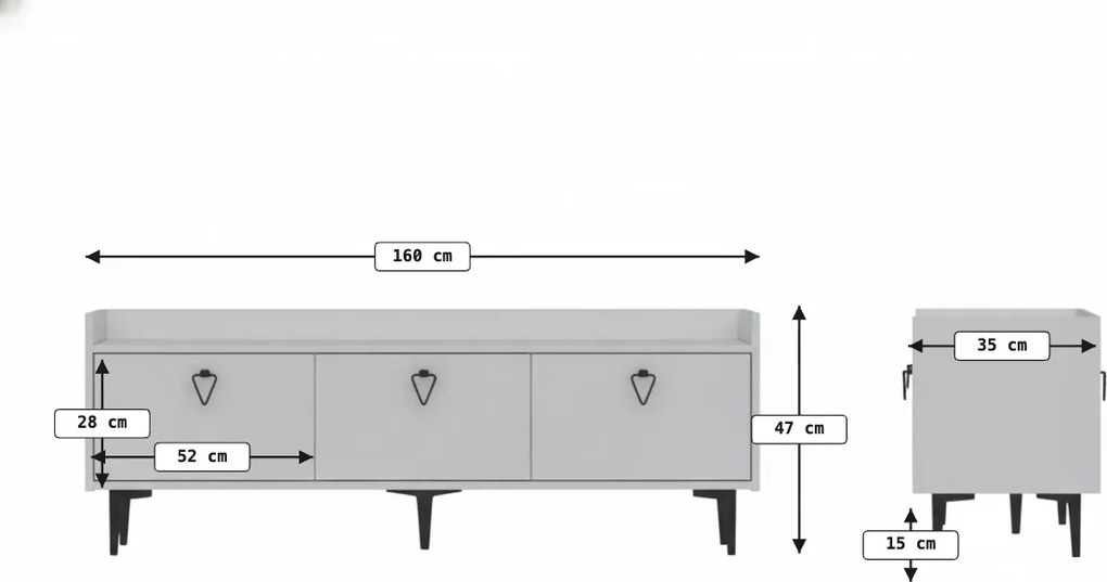 TV állvány PIENA 160 cm, fehér