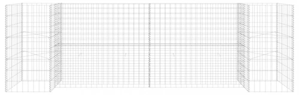 H alakú acéldrót virágtartó gabion 260 x 40 x 80 cm