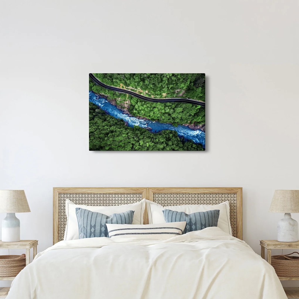 Kép - folyó a hegyek között, Kaukázus, Oroszország (90x60 cm)