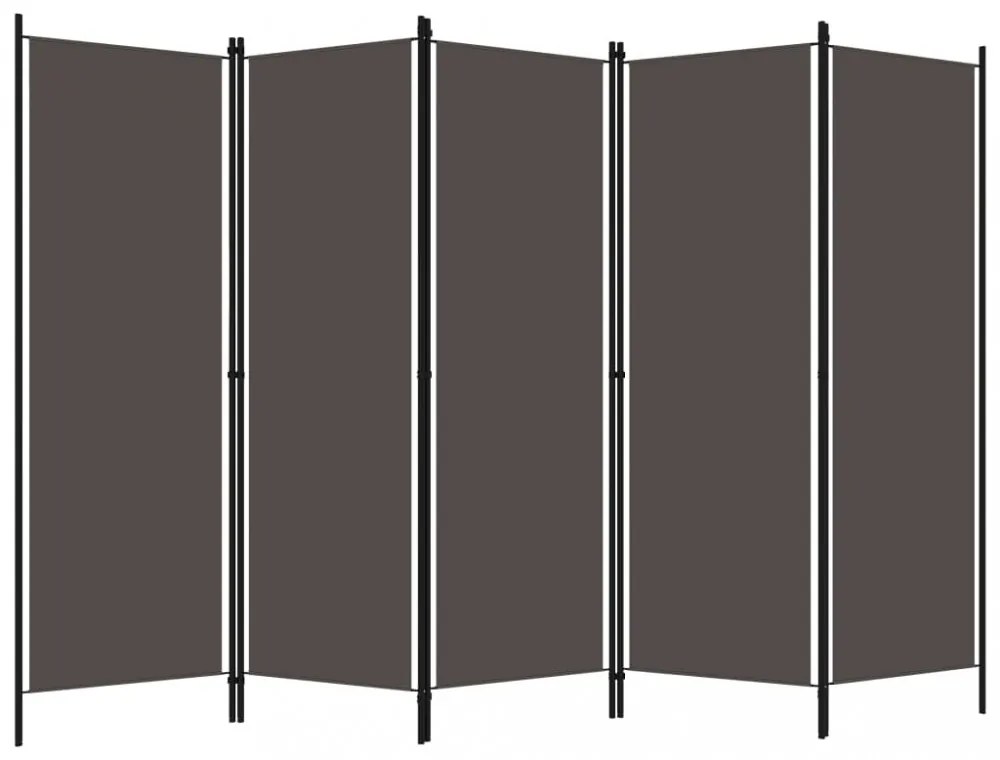 antracitszürke 5 paneles paraván 250 x 180 cm