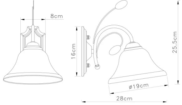 Globo 69007-1W - Fali lámpa POSADAS 1xE27/60W/230V