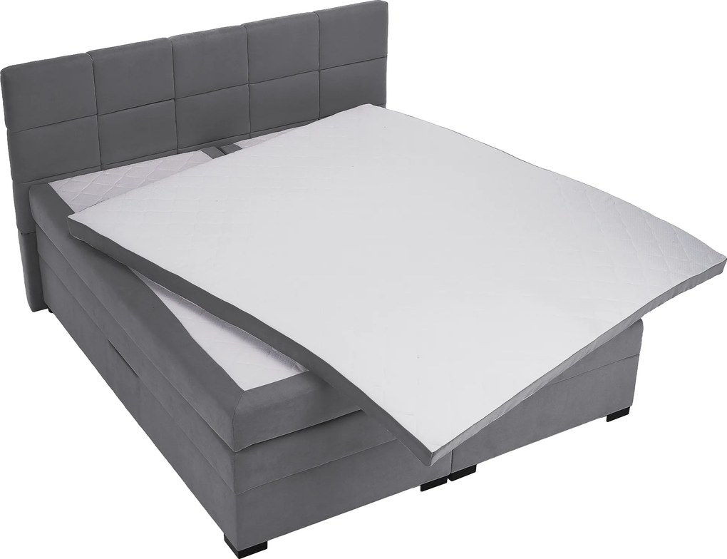 Boxspring ágy, 200x200, szürke, APRIL