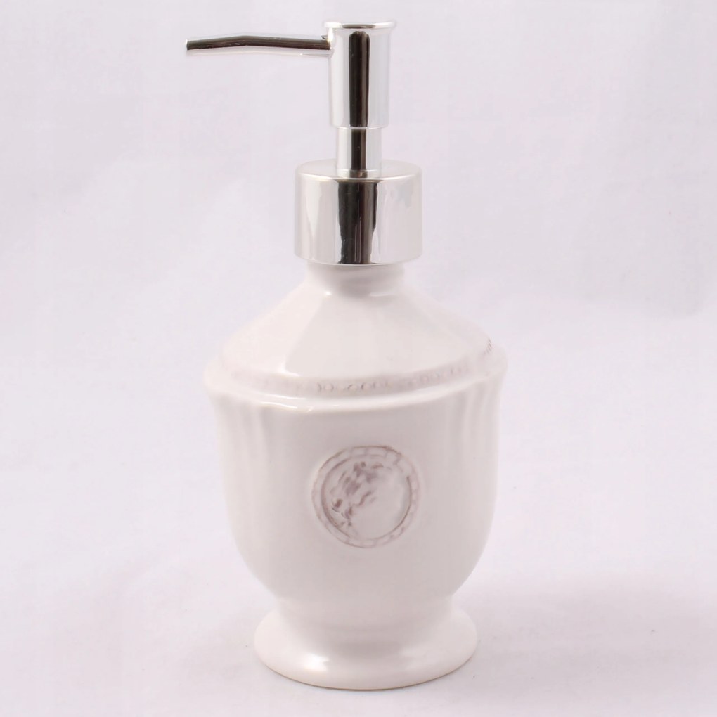 Kerámia fehér szappanadagoló finom díszítéssel