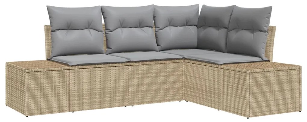 Kerti Kanapé Szett 4 pcs Bézs polirattan