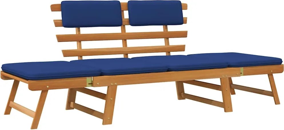 vidaXL 2 az 1-ben tömör akácfa kerti pad párnákkal 190 cm