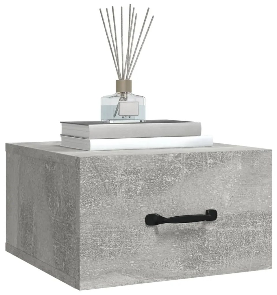 2 db betonszürke falra szerelhető éjjeliszekrény 35x35x20 cm