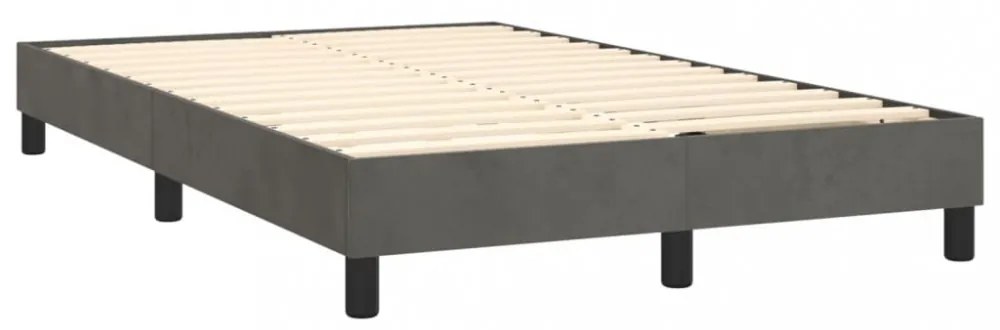 sötétszürke bársony rugós és LED-es ágy matraccal 120x200 cm