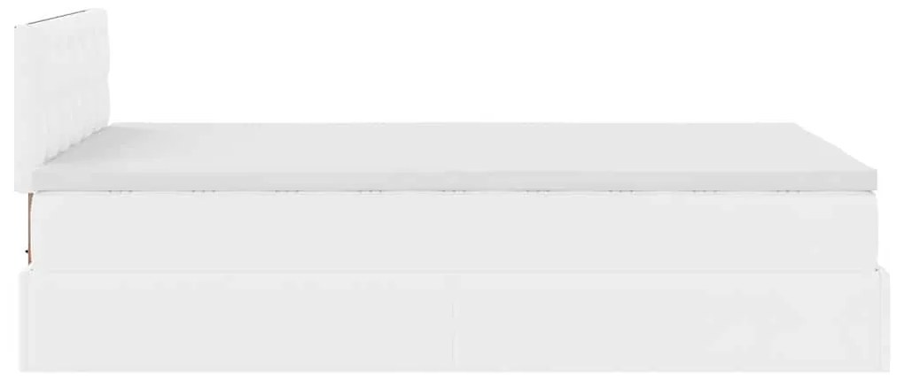 Ottomán ágykeret matraccal tiszta fehér 120x200cm műbőrrel