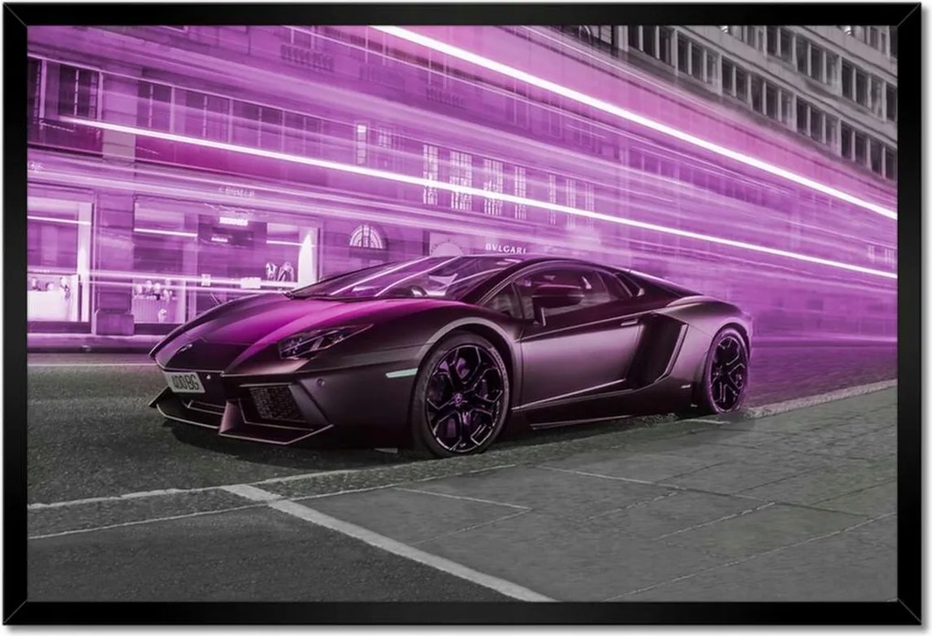Poszter keretben 60x40 Lila sportautó