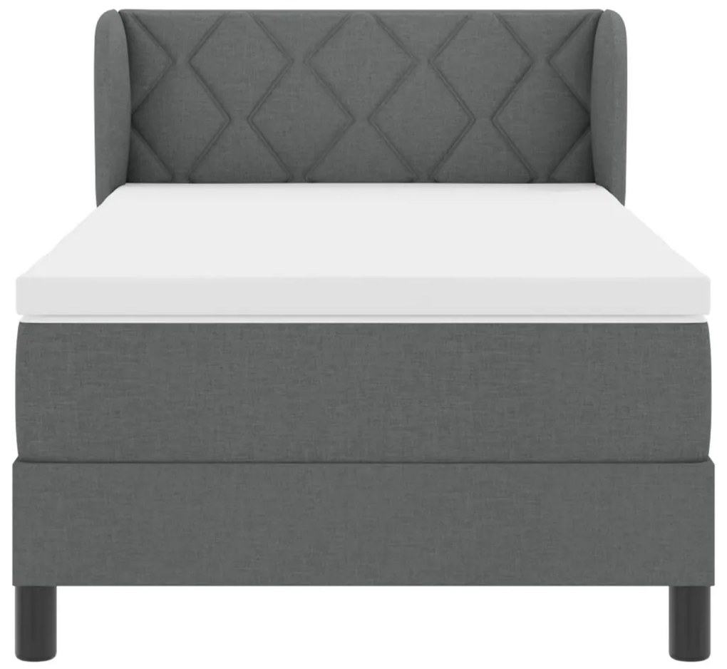 Boxspring Ágy Mattal Sötétszürke 90x190 cm Szövet