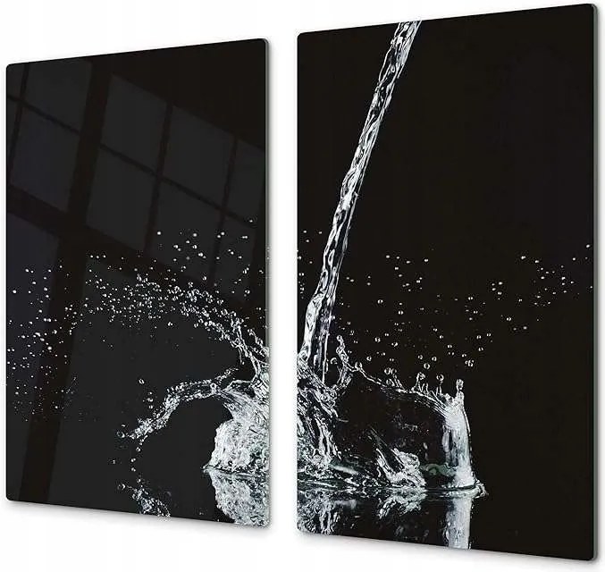 Konyhai vágódeszka csúszásgátló edzett üveg 2x 30x52cm Víz