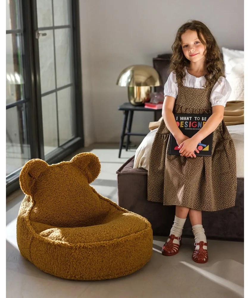 Barna buklé gyerek babzsákfotel Bear – Wigiwama
