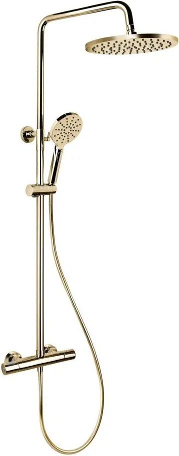 Zuhanykészlet termosztátos csapteleppel DRAGOR, fényes sárgaréz