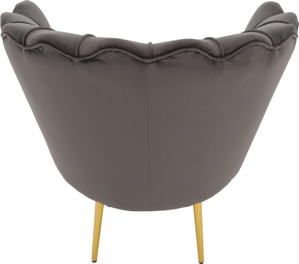 Art-deco stílusú fotel, szürkésbarna Velvet szövet/gold arany króm, NOBLEO