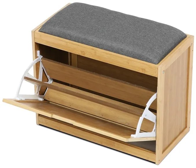 Natúr Bambusz Cipős Szekrény, Szürke Részletekkel. DR-N1014 GREY2