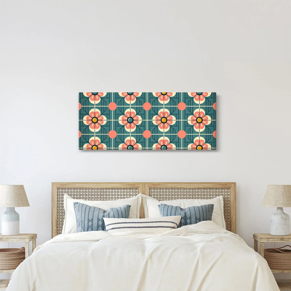 Kép - Retro virágminta (120x50 cm)