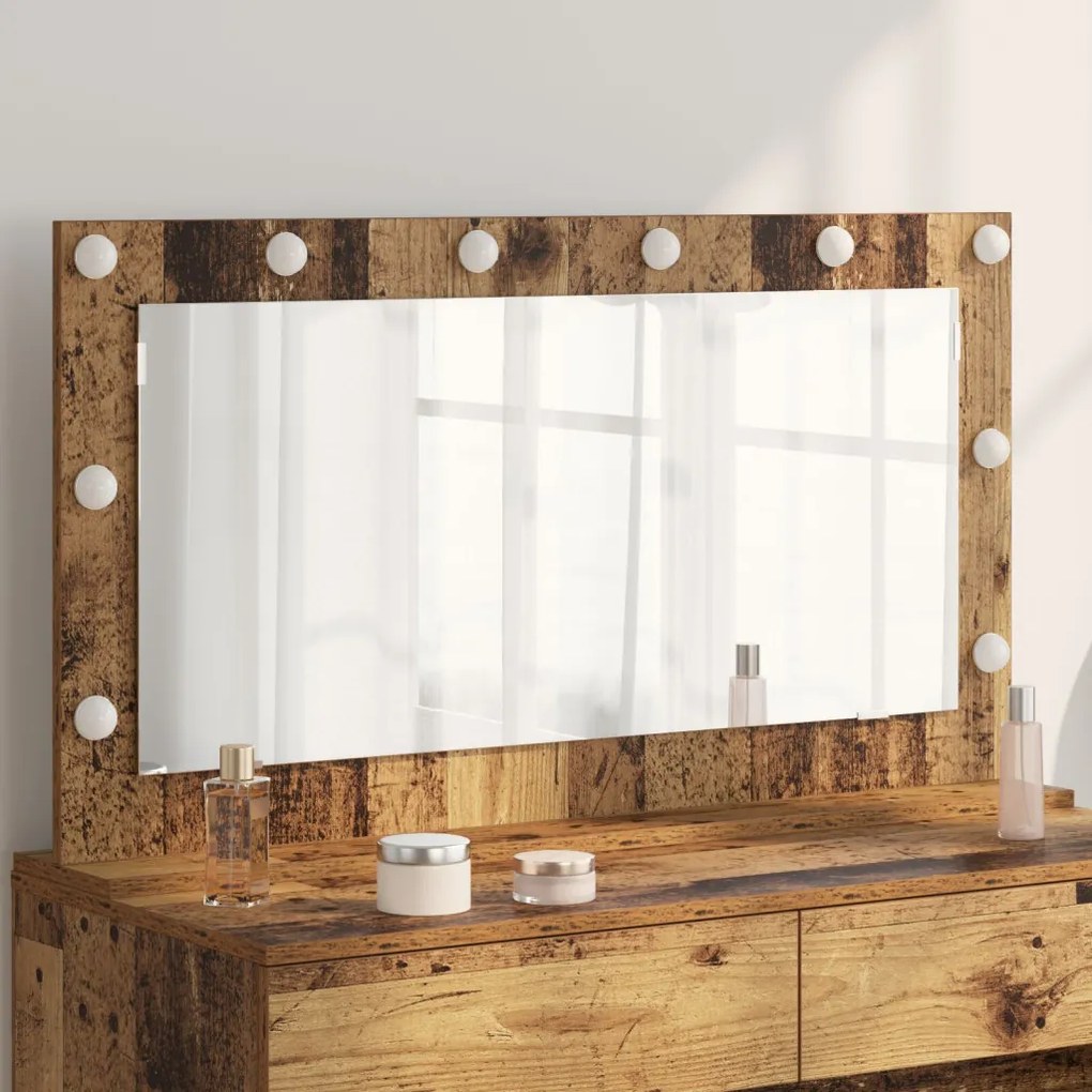 Toalett Tükör Öreg fa 100 x 55 x 18 cm Megmunkált fa és üveg