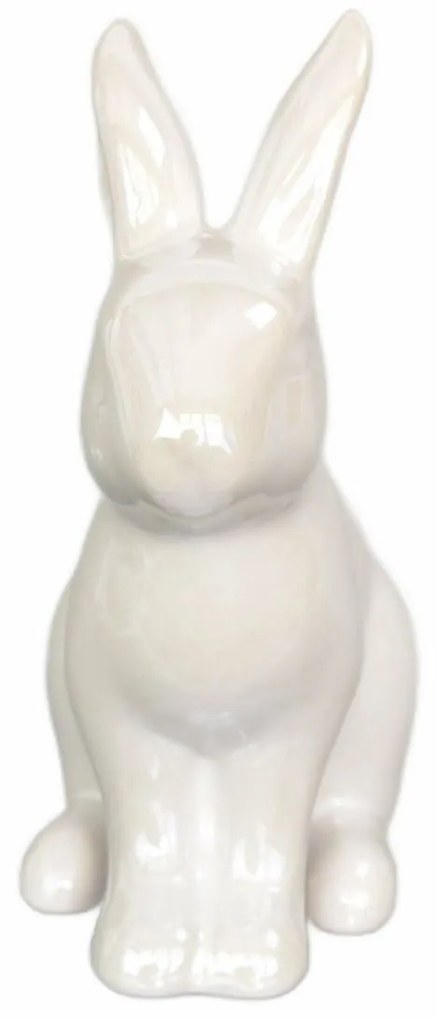 Fehér nyúl húsvéti dekoráció, kerámia, 10,2 x 13 x 5,2 cm